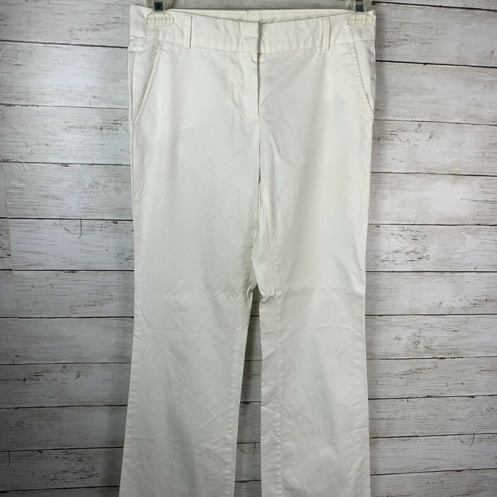 J. Crew Women's Size 2 Low Fit White Cuffed Flare Relaxed Pants Inseam 33